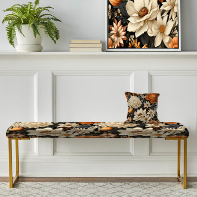 Banc floral rembourré or