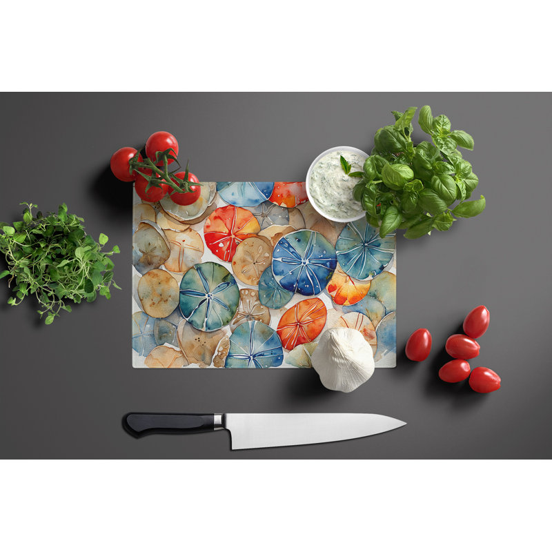 Sand Dollars Glass Cutting Board Large