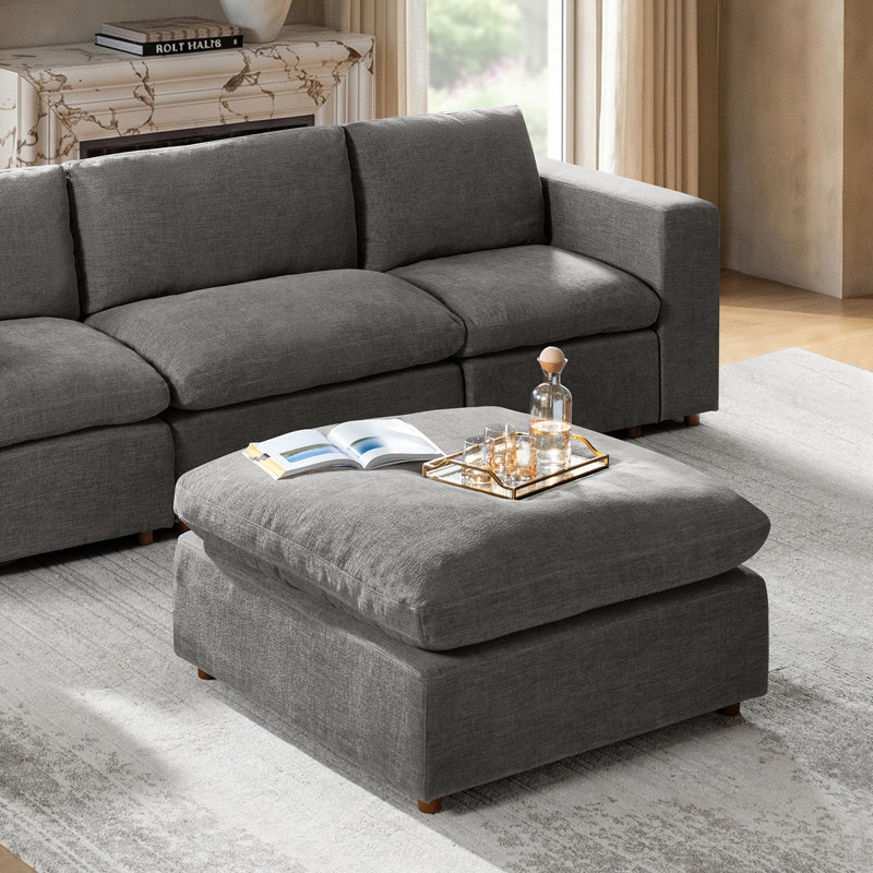 Alberto Modern Cloud Down Filled Oversized Ottoman, Gray