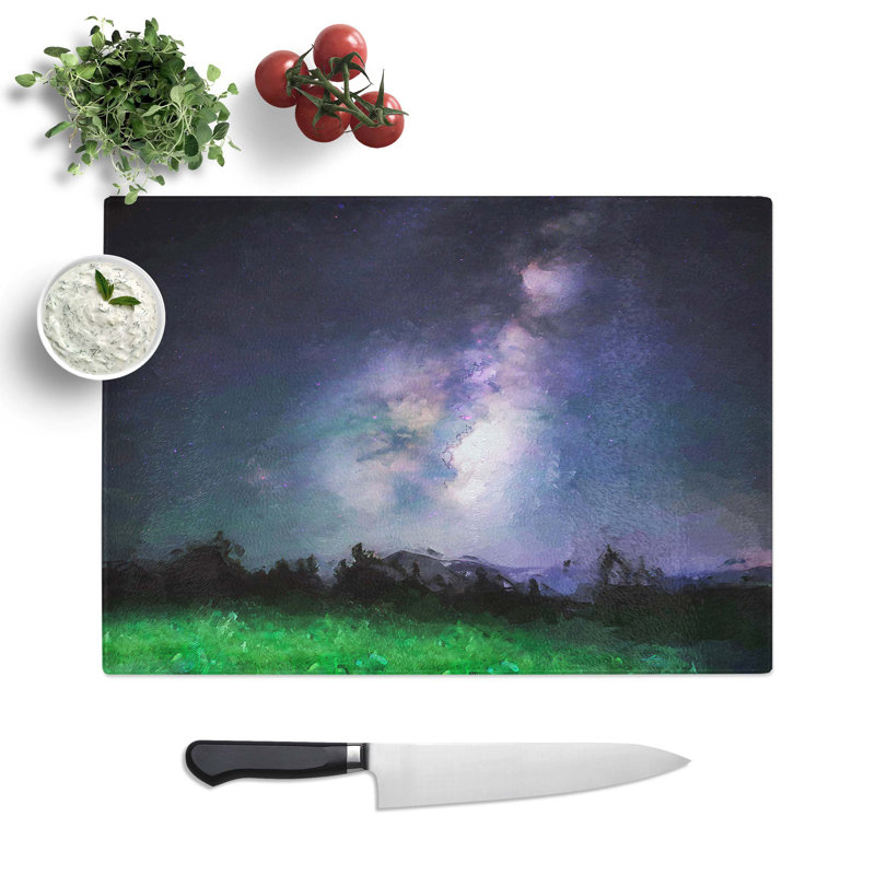 Tempered Glass Stars Above Colorado Mountains Chopping Board, 28.5 cm W x 20 cm L