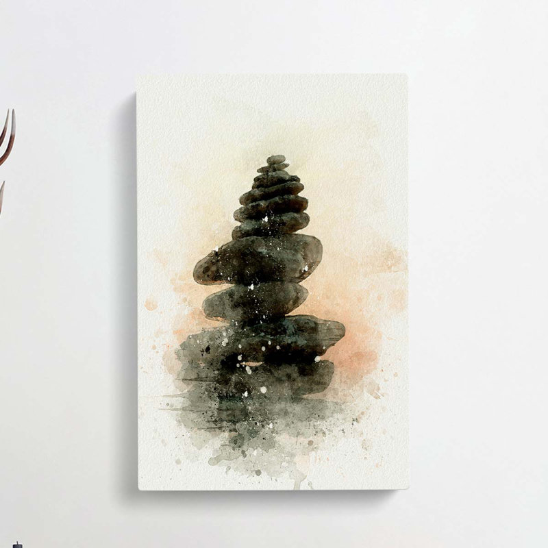 Balancing Zen Stones In Abstract - Wrapped Canvas Print, 50cm H x 35cm W x 3cm D