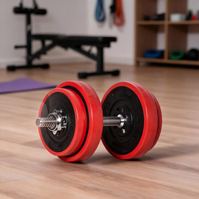 Ensemble d'haltères et de haltères réglables 44-lb 2 en 1 avec plaques de poids et barre de connexion; Convient à la maison et à la salle de sport pour le renforcement musculaire et la mise en forme du corps.