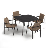 Orso And Eiland 4 - Person Square 45" Long Powder Coated Aluminum Outdoor Dining Set