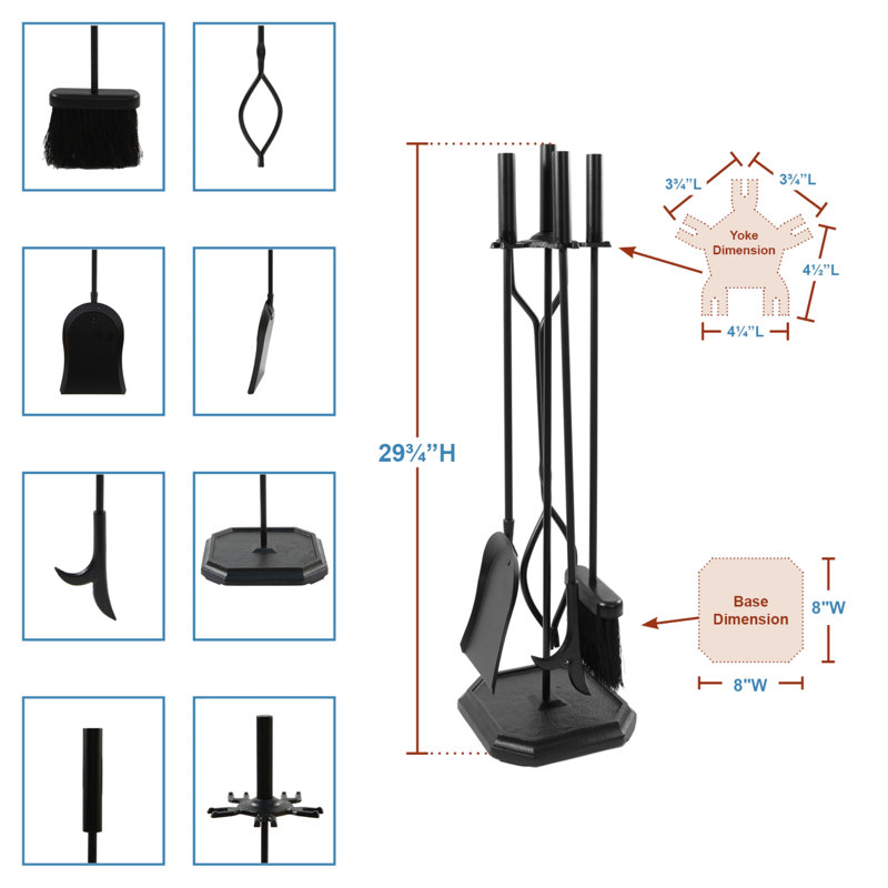 Ensemble d'outils de foyer en fer 4 pièces Fatema II