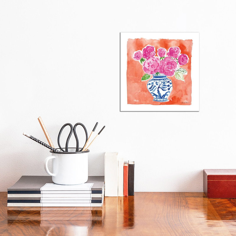 Chinoiserie Roses I by Farida Zaman - Wrapped Canvas Print, 30.48 cm H x 30.48 cm W