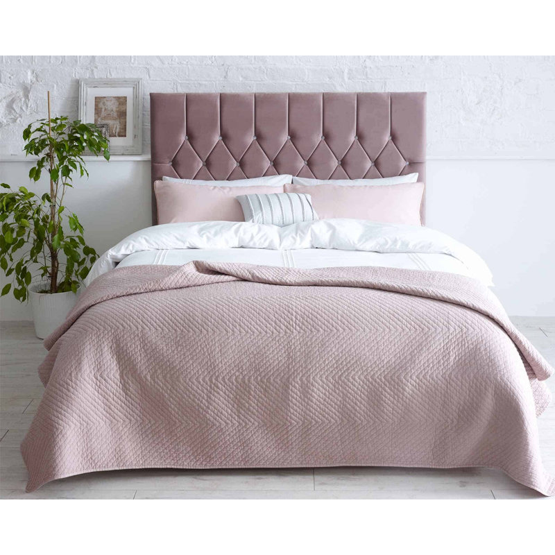 Linda Upholstered Headboard, Double (4'6), Blush