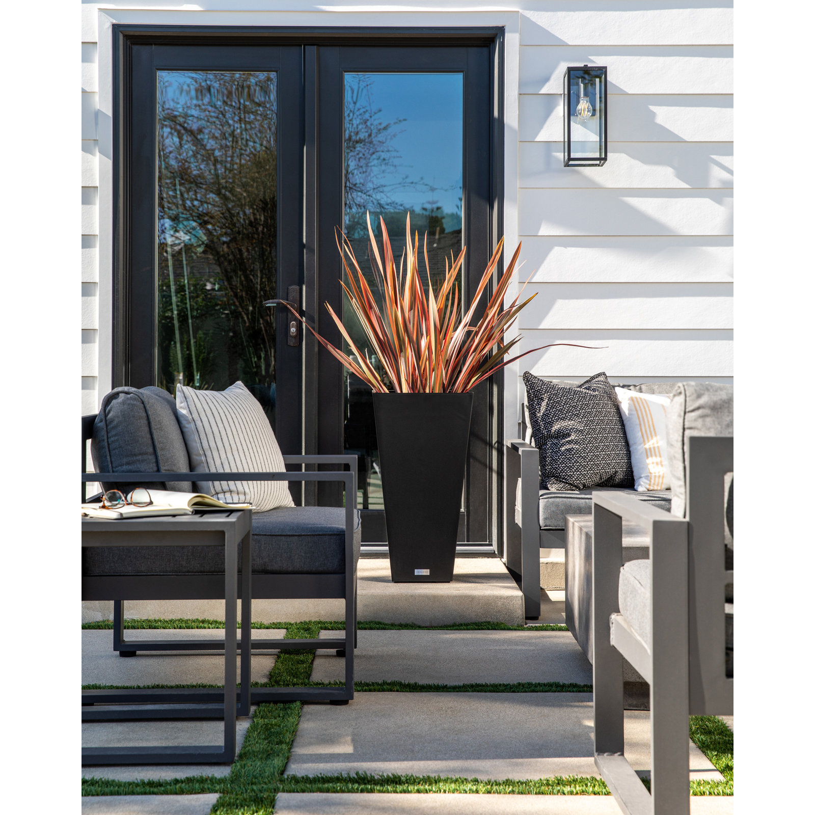 Pure Series Midland Planter, Black, 30" H x 15.25" W x 15.25" D, 1
