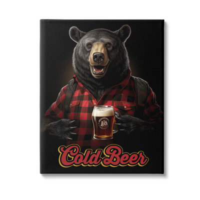 Bear with Cold Beer Canvas Wall Art by Jim Baldwin