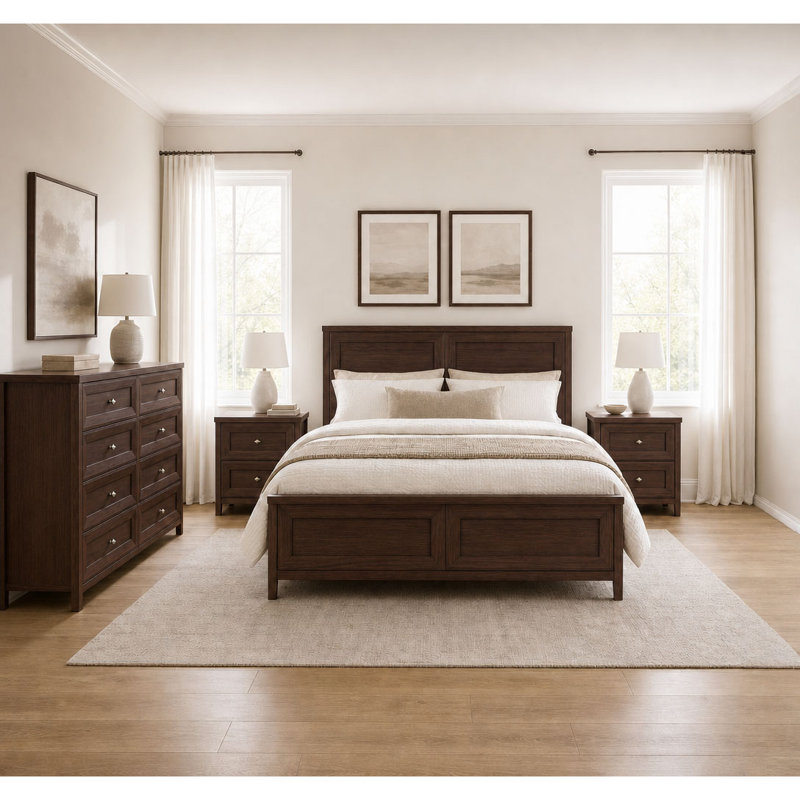  Acero 58cm W Bedside Table, Mahogany Brown