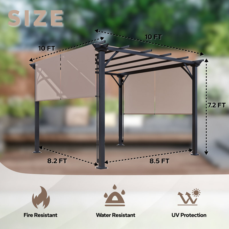 10 pi. X 10 pi Pergola en métal avec auvent