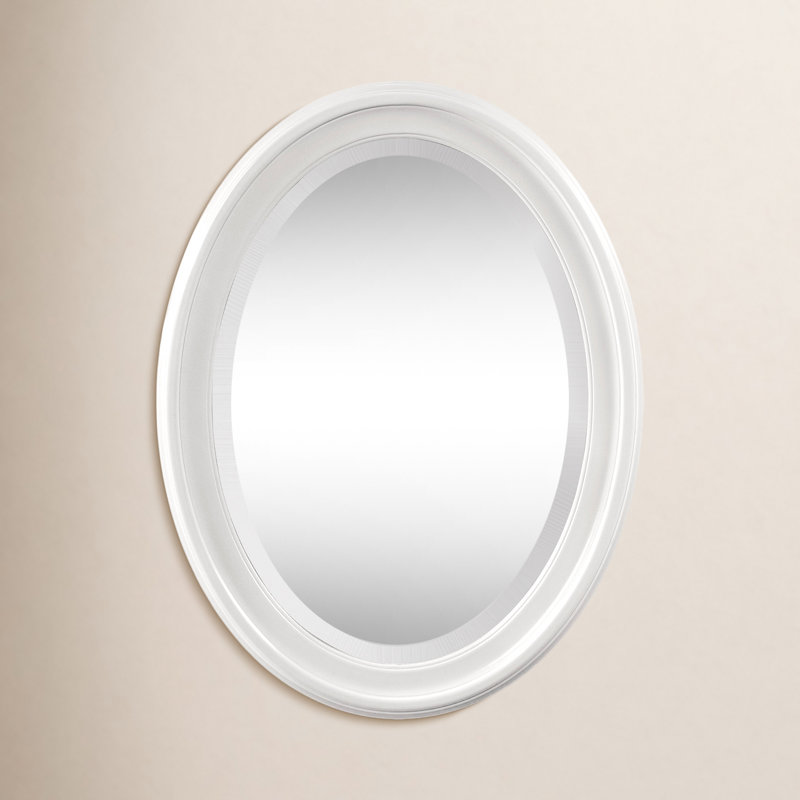 Borna Solid Wood Oval Mirror, White