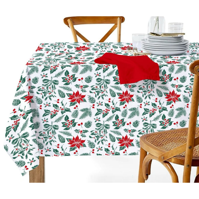 Nappe en coton (Poinsettia gui), L 90 po x l 60 po