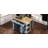 47 Inch Kitchen Island With Extendable Dining Table, Rubber Wood Veneer Kitchen Table With Internal Storage Rack, Power Outlet, Kitchen Island With Storage 2 Drawers 2 Cabinet,Grey Blue