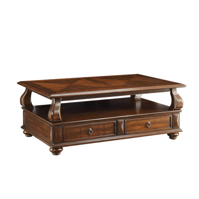 Walnut 4-Drawer Coffee Table With 1 Shelf