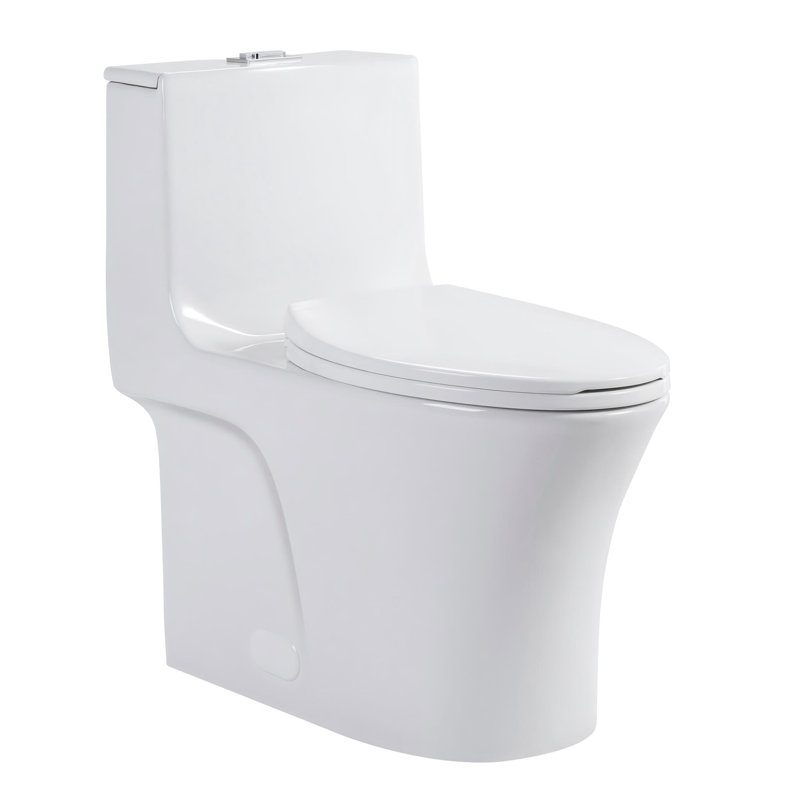 Toilette allongée une pièce moderne avec surface entièrement vitrée Ariel, 1 / 1,6 siphon à double chasse 1000G, hauteur de fauteuil confortable de 17,3 po, certifié cUPC, certifié WaterSense et CEC, blanc brillant
