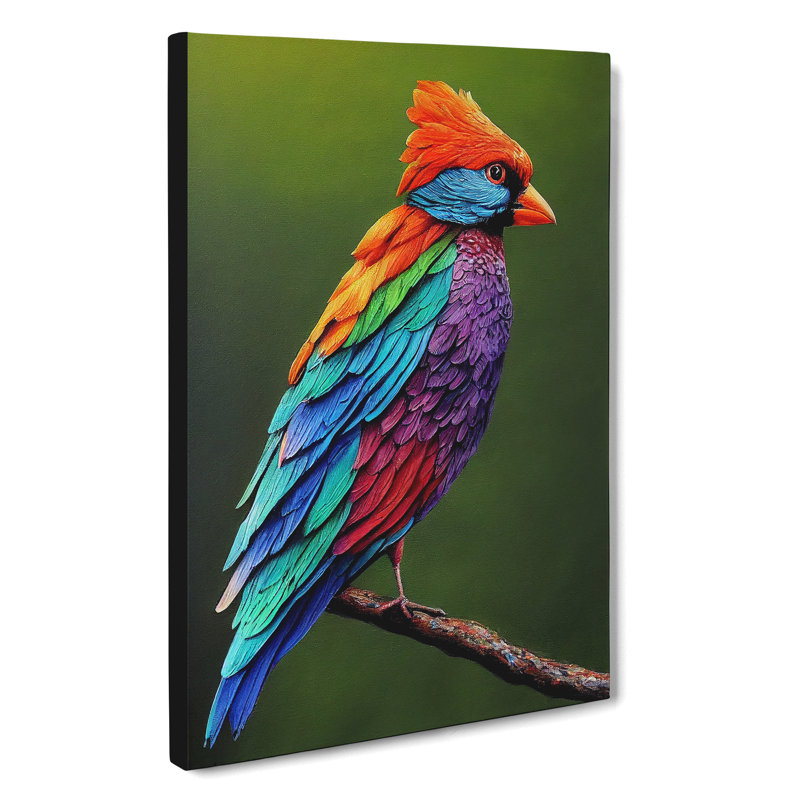 Bird On A Branch - No Frame Print on Canvas, 50cm H x 35cm W x 3cm D