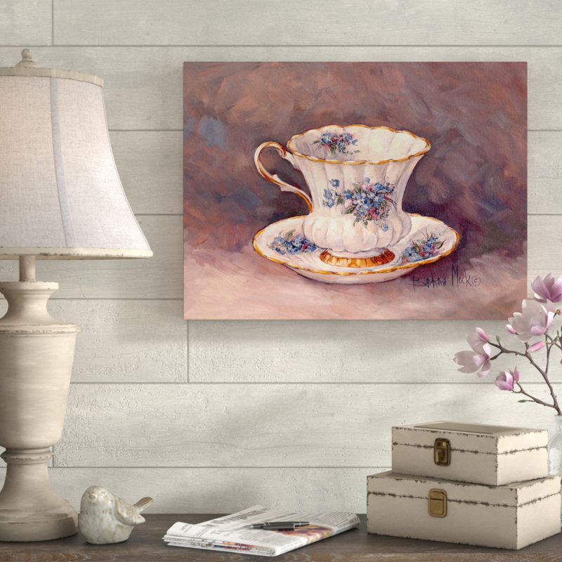 « blue nosegay tasse à thé », reproduction de peinture à l’acrylique sur toile tendue, H 18 po x l 24 po x P 2 po