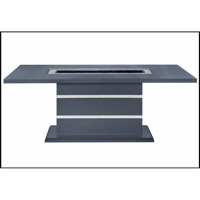 Table de salle à manger sophistiquée gris foncé avec détails scintillants, parfaite pour un décor moderne et élégant