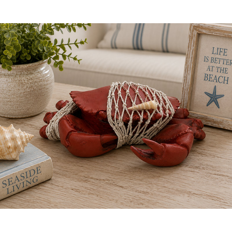 Figurine crabe dans un filet de pêche