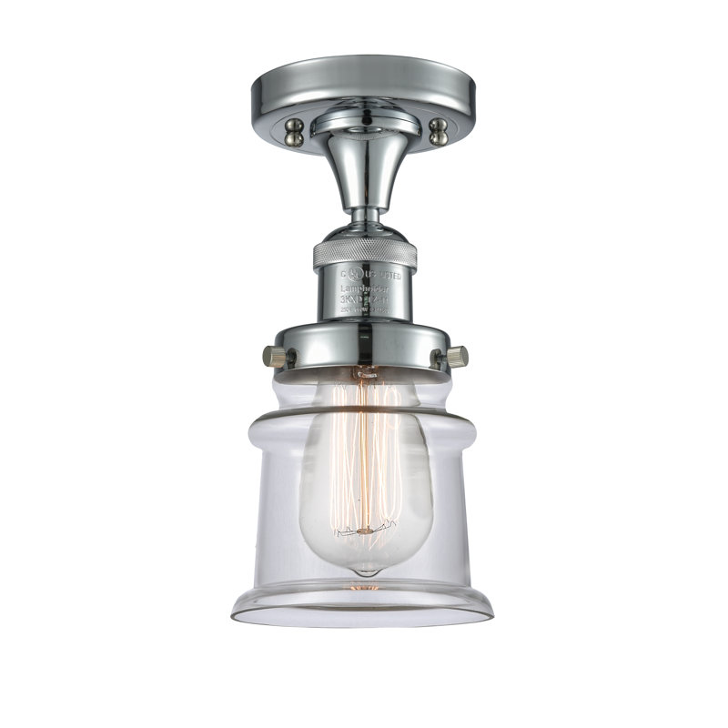 Alexandira Glass Semi Flush Mount, No Bulb Included, Clear, Polished Chrome