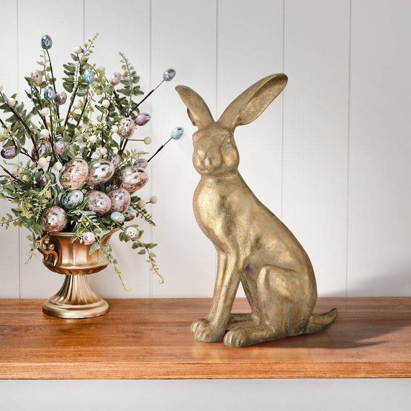 Lapin doré 15,5 po en résine