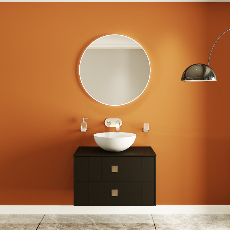 Meuble-lavabo simple 40 po avec plateau Spruha, Noir mat