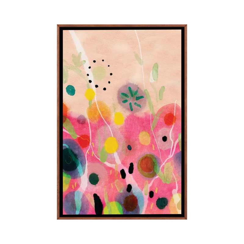 «Flower Power Abstract» par Ana Rut Bré - impression d'art graphique, Toile classique avec cadre brun, Aucun mat