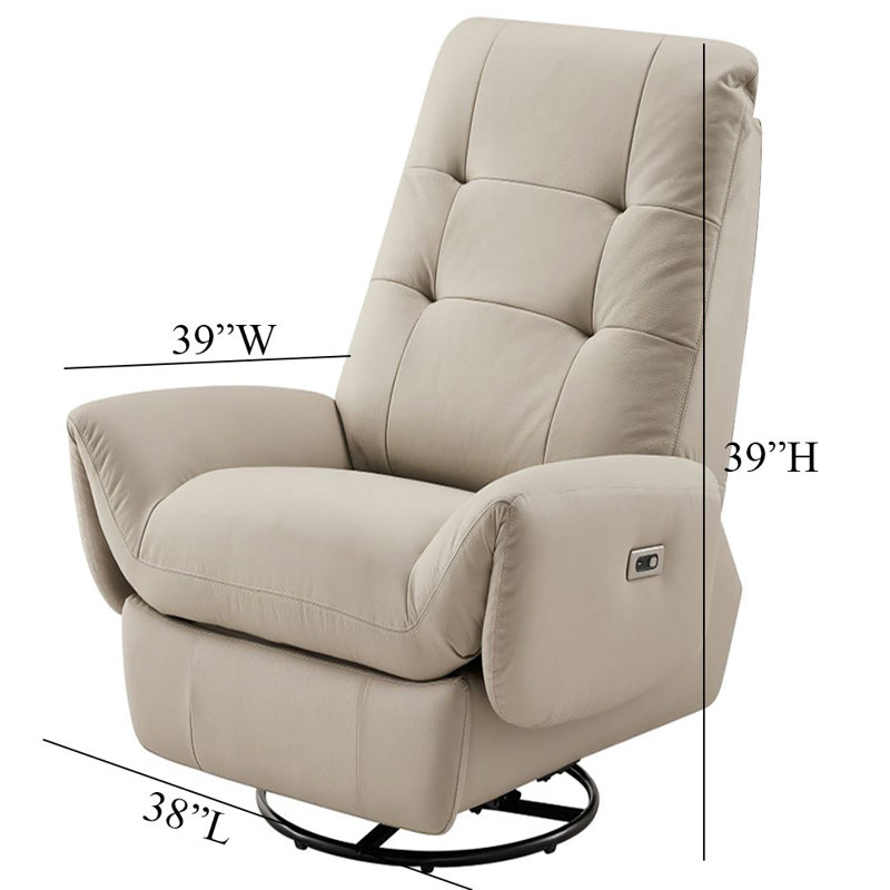 Fauteuil inclinable électrique pivotant American Eagle Design EK843, Cuir véritable gris / similicuir
