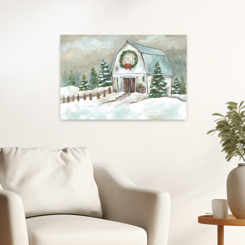 Arbre de Noël contemporain avec grange, H 24 po x l 16 po