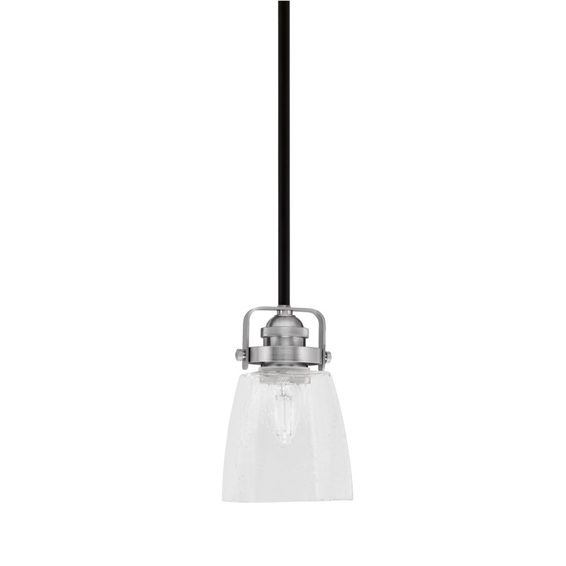 Mini-luminaire suspendu avec tige Easton, Noir mat/nickel brossé