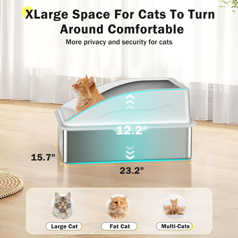Stainless Steel Litter Box, ‎Silvery Grey