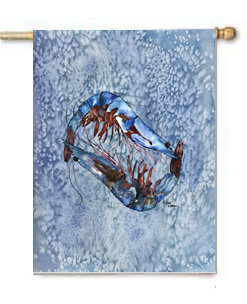 Polyester 40 x 28 po à 2 côtés crevettes drapeau maison