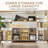 Kitchen Island With Extendable Dining Table, Mobile Kitchen Storage Islands, Rolling Kitchen Cart With Two Cabinet, Power Outlet, Spice Rack & Towel Rack