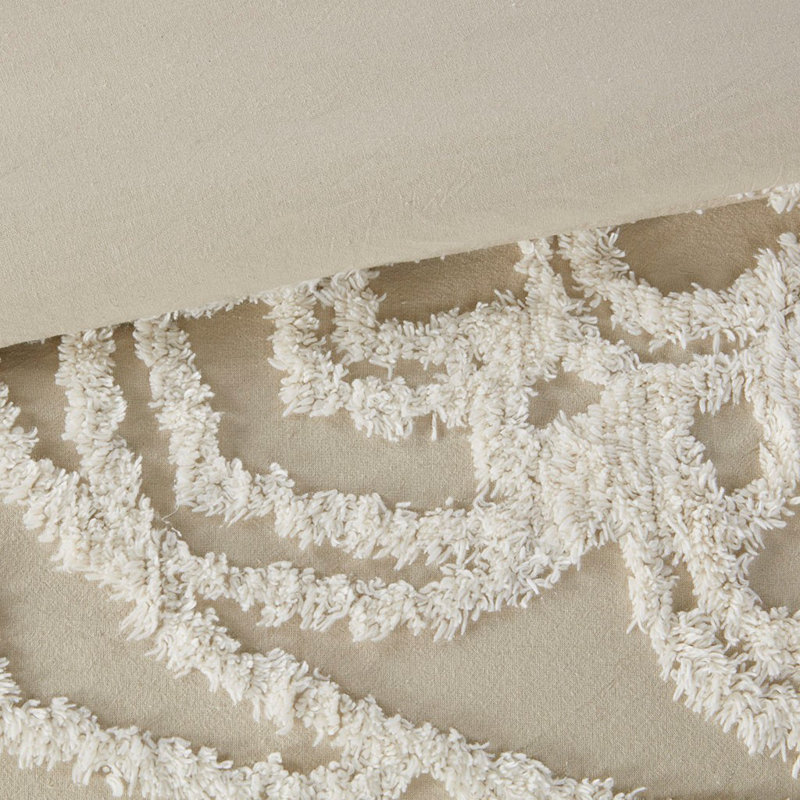 Viola Taupe Full/Queen Cotton Chenille Damask Duvet Set