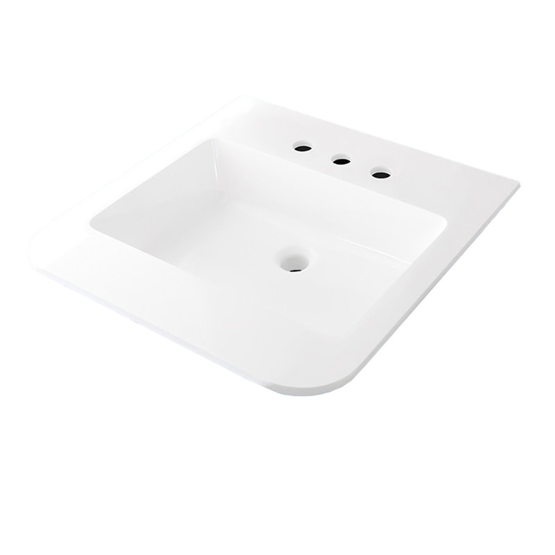 Kubitop 24'' L Bathroom Sink, Matte White