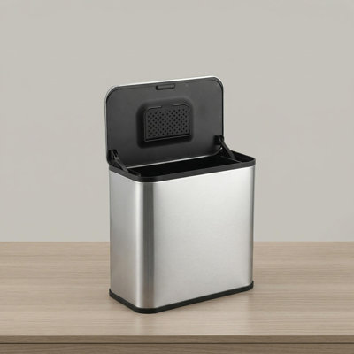 Poubelle à compost 5L avec couvercle, poubelle de cuisine suspendue avec filtre à charbon, petite poubelle pour comptoir ou sous l'évier