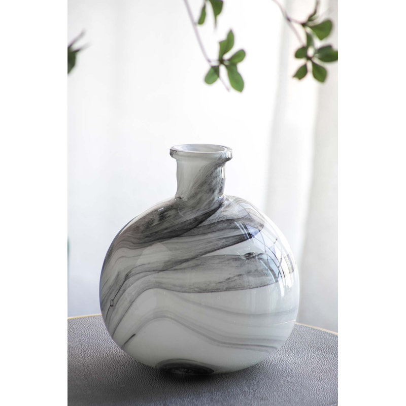 Svirla Vase-Black-And-White Swirl