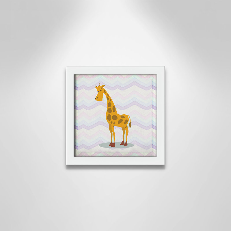 Décalcomanie murale «Pink Giraffe Time», Encadré de boîte blanc, H 8 po x l 8 po x P 1,18 po