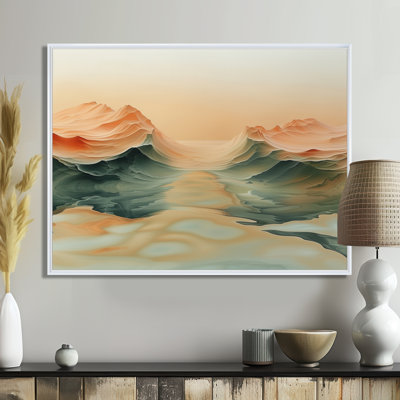 «Green Beige Magical Sunset Dunes I - Desert», reproduction d'art murale