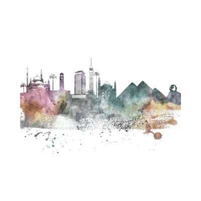 Cairo Pastel Skyline by Wall Decor Addict - Wrapped Canvas Painting
