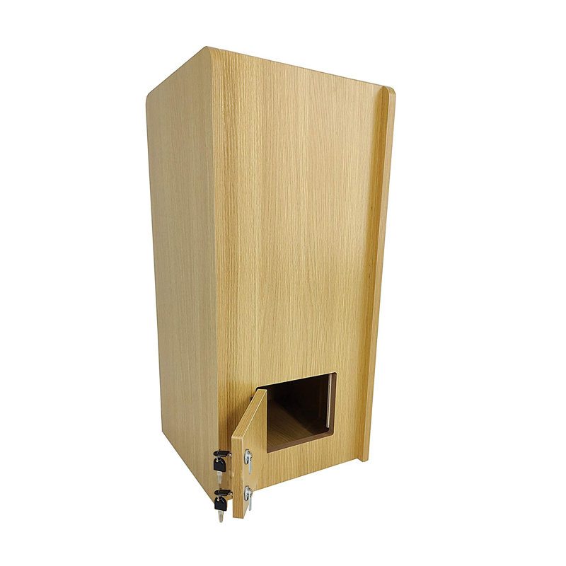 Support de collecte de fonds 15 po x 15 po x 31,5 po à double verrou (placage en bois aggloméré) 40004