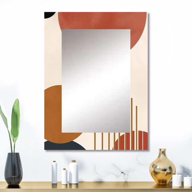 Beige minimal boho motif 1 - miroir minimaliste, miroir mural unique beige, impression d'art en métal, 32 po x 24 po