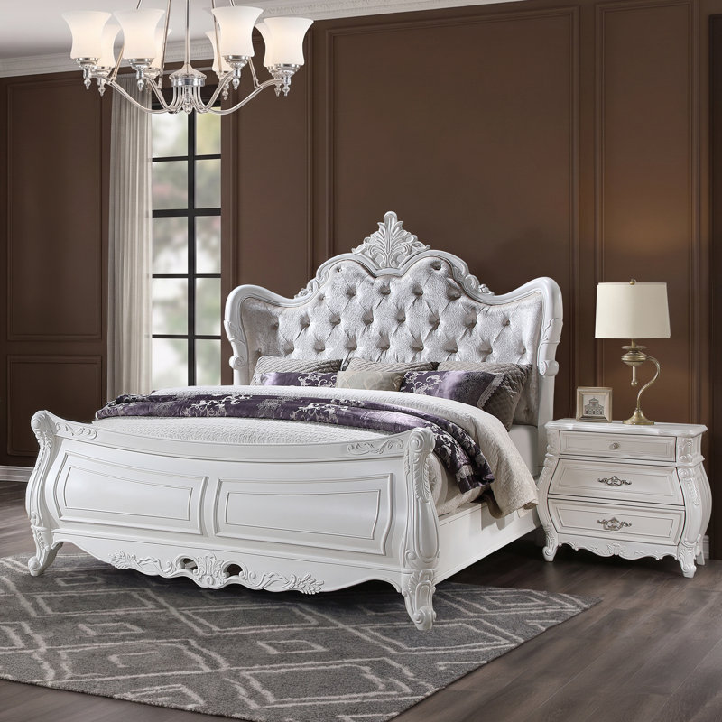 Ensemble de chambre à coucher grand 2 pièces Jaria, Grand, 2 Pcs: Bed, Nightstand