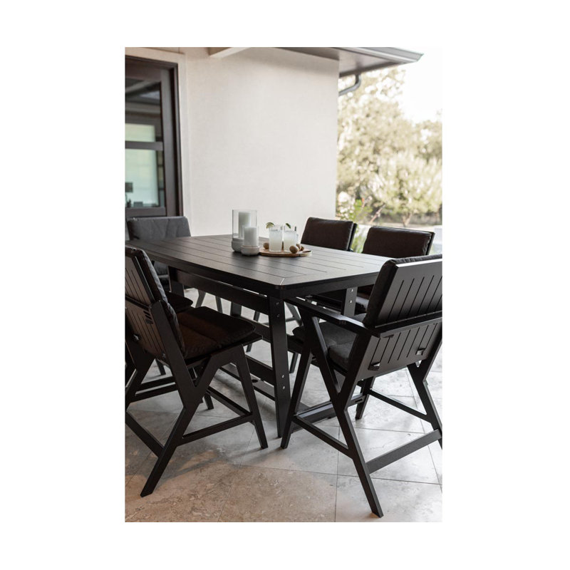 Hudson Outdoor Bar Table, Hammered Top Bronze, Graphite
