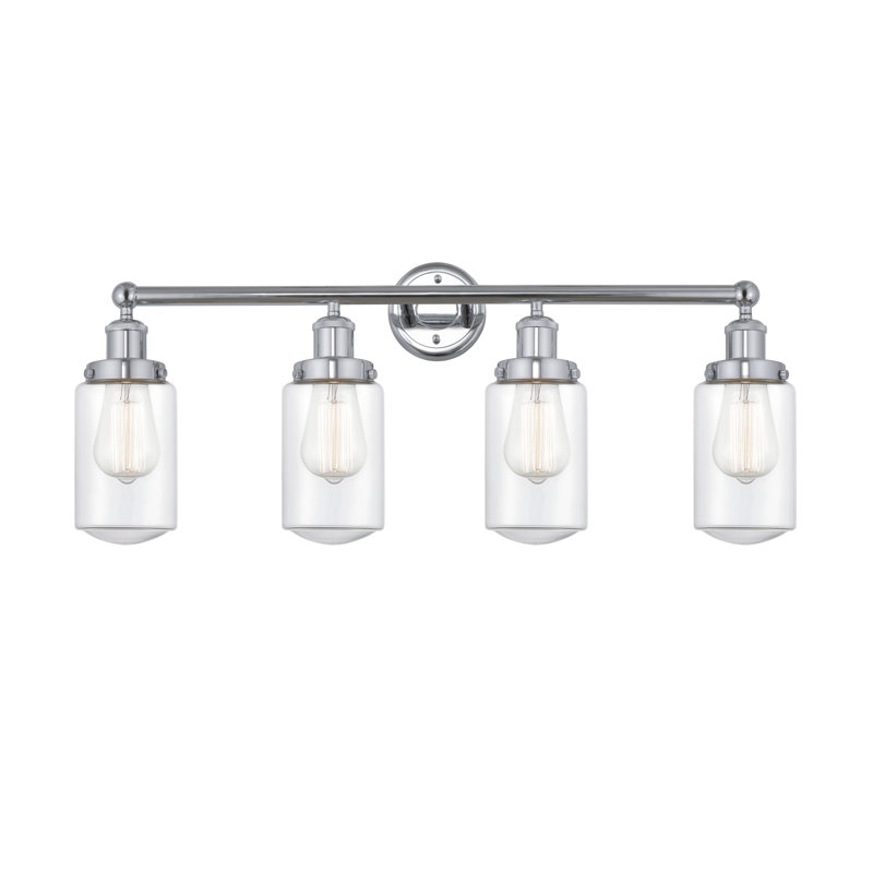 Éclairage pour meuble-lavabo à intensité variable à 4 lumières Erkson, Transparent, Chrome poli
