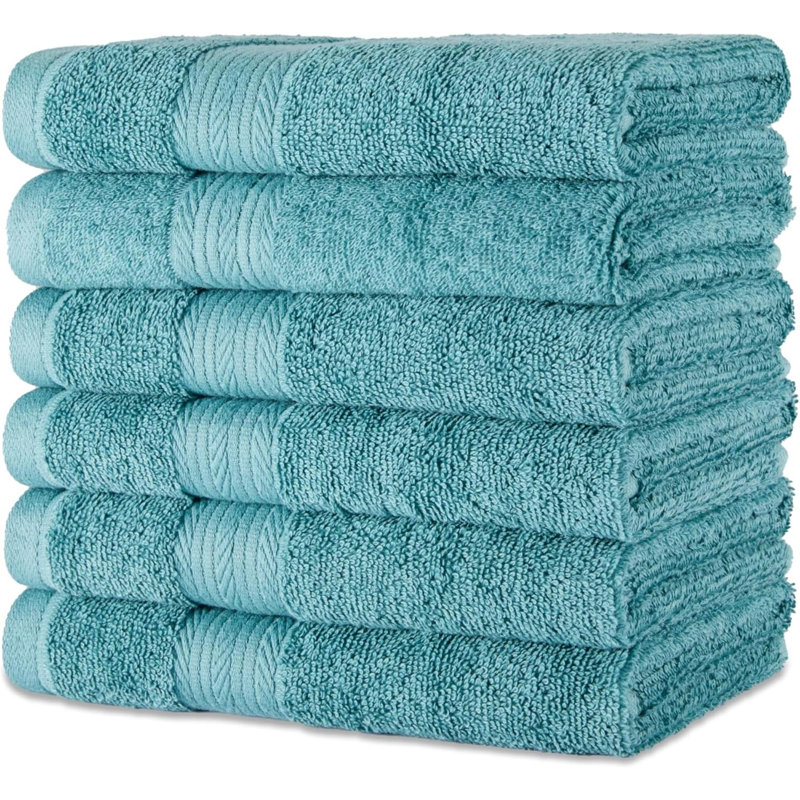Ensemble de 6 essuie-mains 100% coton résistant à la décoloration, Sarcelle