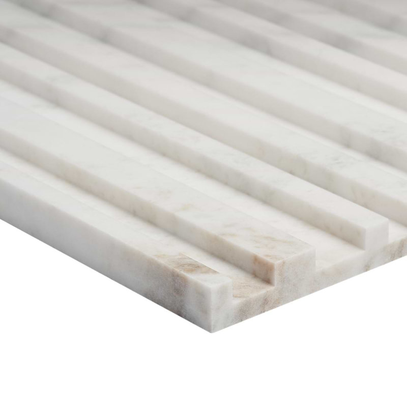 Stonework Alaska White 12x24 Marble Tile, Barcode 3D Polished/Honed