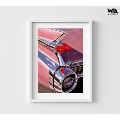 Reproduction de photo de voiture rétro, décoration murale d'automobile rose encadrée, cadeau d'amant de voiture rétro, photographie de voiture classique, impression de photo Thunderbird
