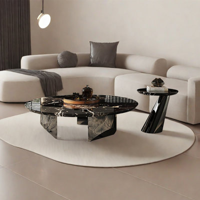 Modern simple round marble coffee table