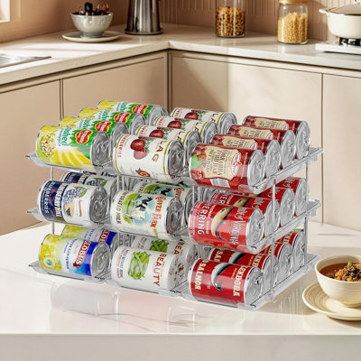 Clear Upgraded Thickened 3-Tier Modular Can Organizer – Holds 36 Cans for Pantry & Fridge, Beverage Dispenser Rack